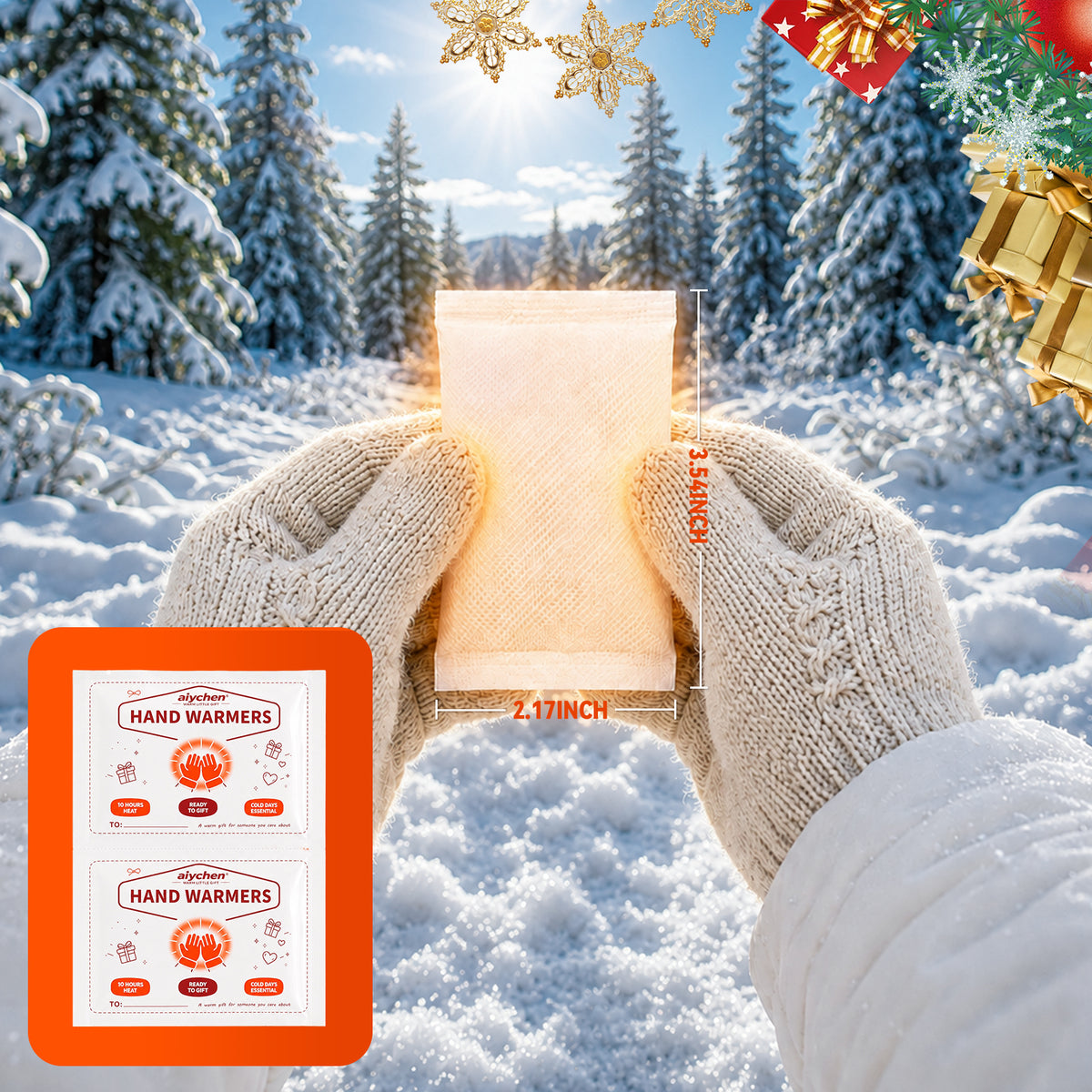 Aiychen Hand Warmers Disposable 25Pairs (50Warmers), Air-Activated, Disposable, Long-Lasting, Dependable for Hiking, Fishing, Skiing, up to 10 Hours of Heating