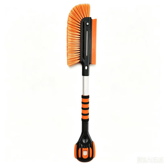 27" Snow Brush for Car Windshield, Detachable Snow Scrapers with Ergonomic Foam Grip for Cars, Trucks, SUVs (Heavy Duty ABS, PVC Brush, Orange)