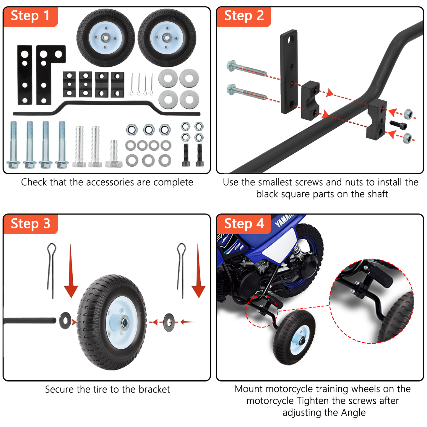 Dirt Bike Training Wheels Compatible with Honda XR50 CRF50 Z50 Z50R, Razor MX125 MX400 MX500 MX500, Yamaha PW50 TTR50, and Most 50CC 49cc Kids' Dirt Bike, Easy to Install