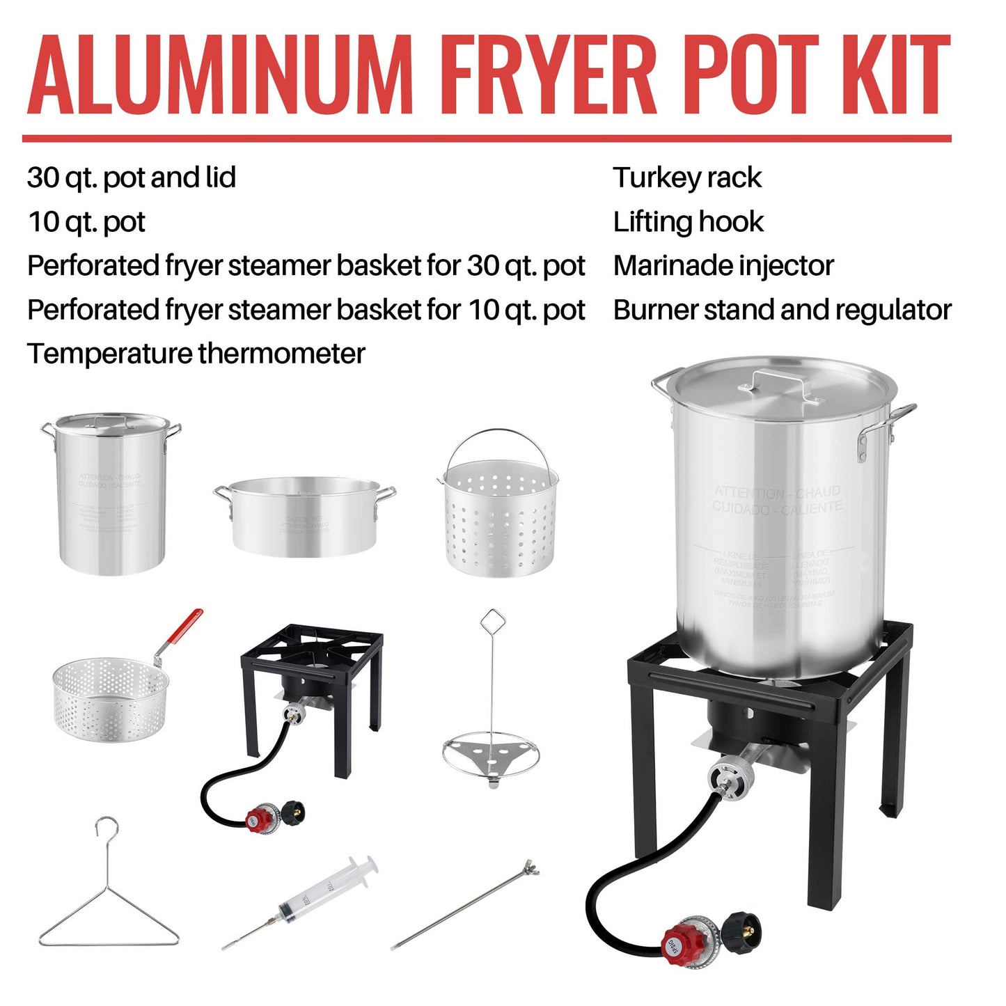 Propane Outdoor Turkey Fryer Set Seafood Boiler Kit with 55000 BTU Gas Burner and Heavy Duty Steel Frame
