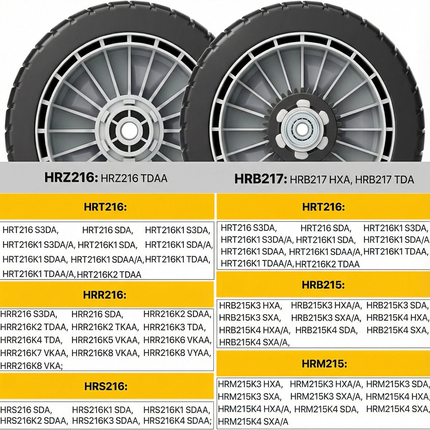 HRR216 Lawn Mower Drive Wheels Kit-2 Pcs 8" Rear Wheels 42710-VE2-M02ZE Replace for Honda HRR216 HRS216 HRT216 Walk-behind Lawn Mower