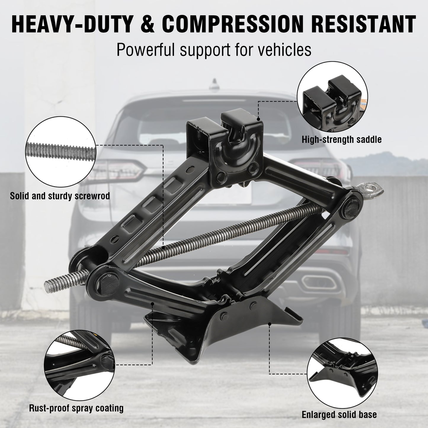 Scissor Jack for Cars - 2 Ton Car Jack with 3.9" to 15.2" Lifting Range, Includes Ratchet Handle and Hand Crank