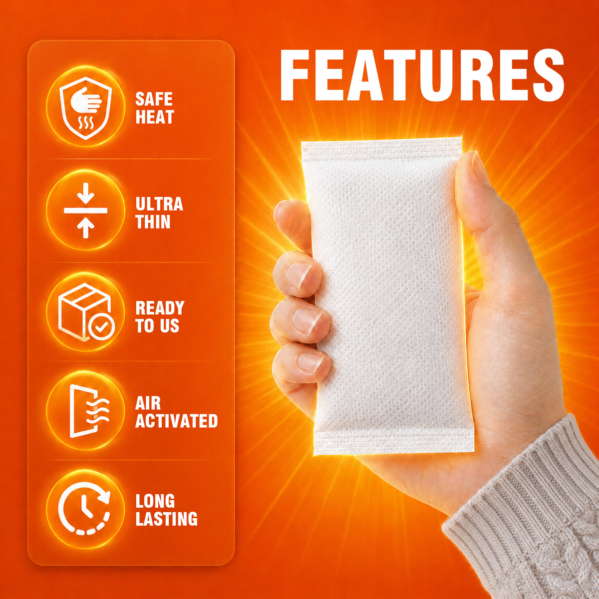 Aiychen Hand Warmers Disposable 25Pairs (50Warmers), Air-Activated, Disposable, Long-Lasting, Dependable for Hiking, Fishing, Skiing, up to 10 Hours of Heating