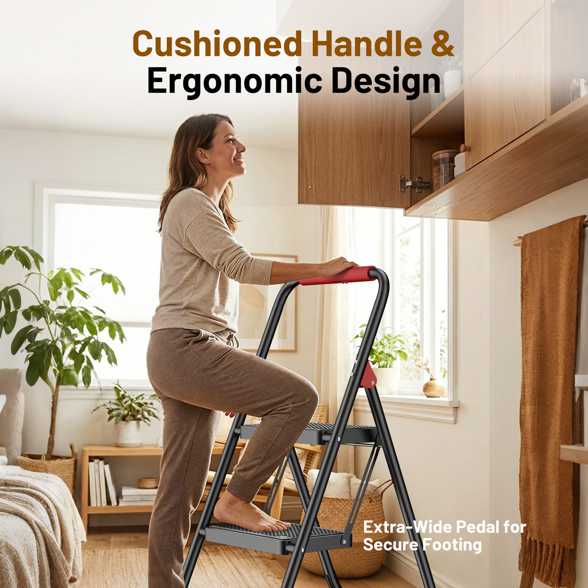 Lafati 2 Step Ladder, Step Stool for Adults,2 Step Ladder Folding Step Stool with Wide Pedal Ergonomic Design