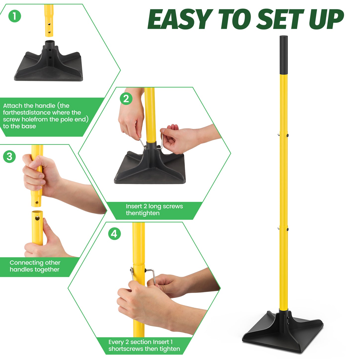 8"x8" Steel Tamper with 48" Handle, Heavy Duty Handle Tamper with Comfortable Rubber Grip, Garden Tamper Tool for Leveling Ground Gravel Soil Asphalt Sand Installing pavers and Repairin