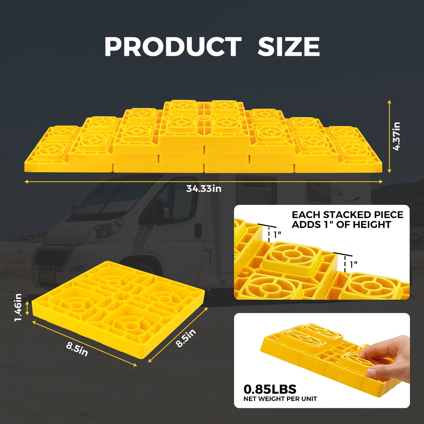 Aiqeek RV/Camper Leveling blocks, 10 Packs Rv Accessories-Interlocking Design for Custom Height-with Carrying Storage Bag and Handles