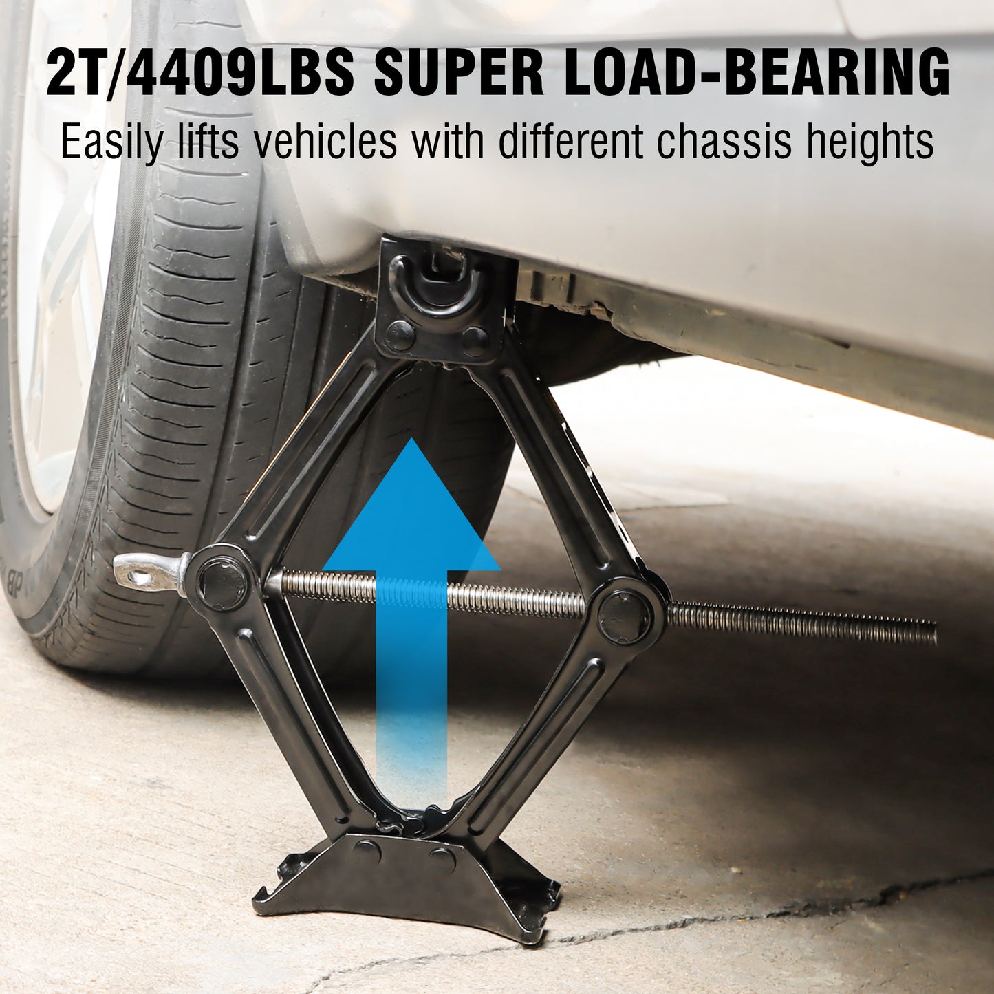 Scissor Jack for Cars - 2 Ton Car Jack with 3.9" to 15.2" Lifting Range, Includes Ratchet Handle and Hand Crank