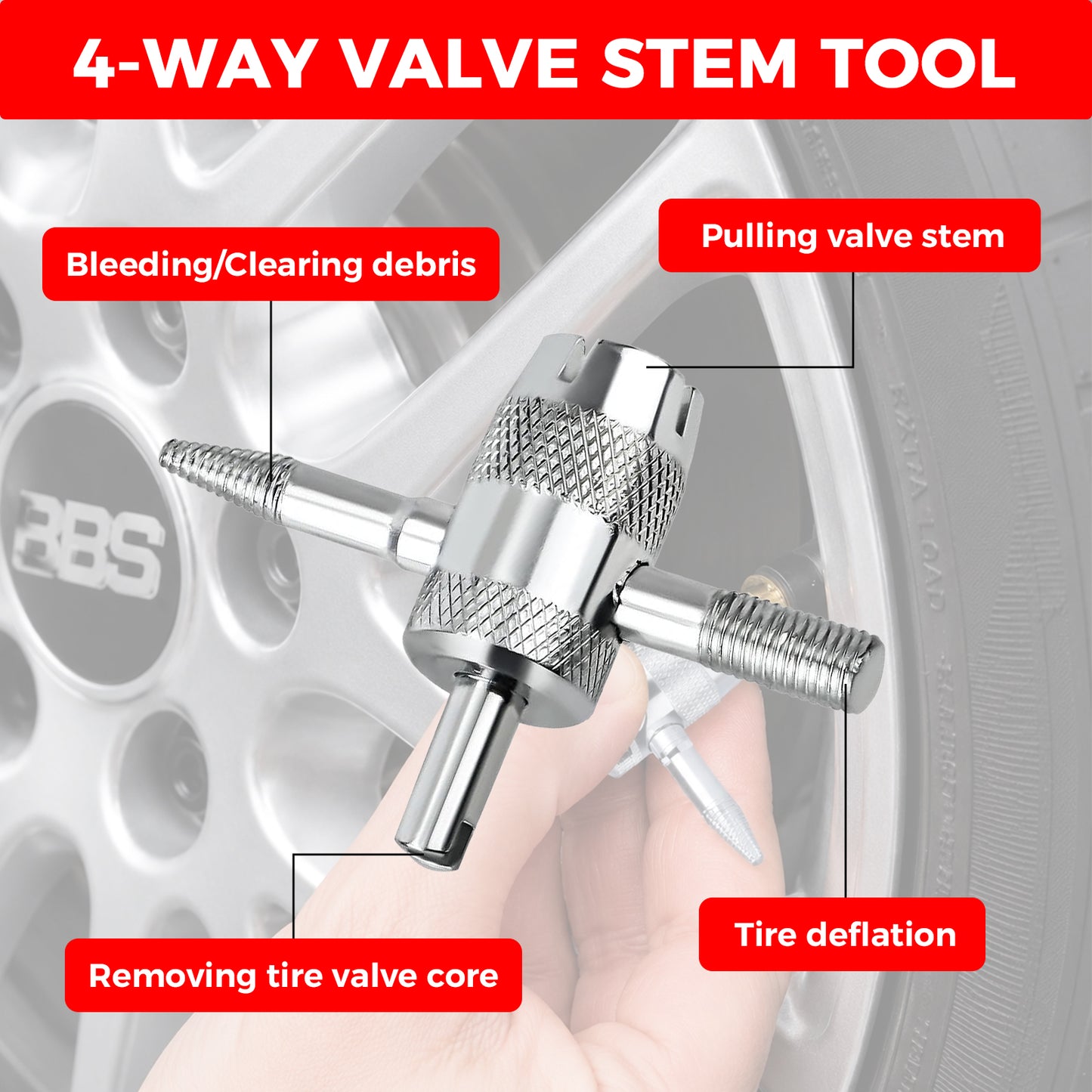 Lafati 45 PCS Valve Stem Core Removal Replacement Tool Kit, Tire Valve Stem Removal Tool and TR412, TR413, TR414 Tire Snap in Short Rubber Valve Stem, 4 Way Valve Core Remover