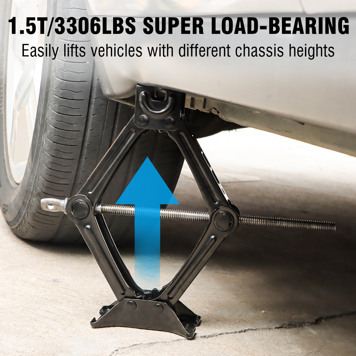 Scissor Jack for Cars - 2 Ton Car Jack with 3.9" to 15.2" Lifting Range, Includes Ratchet Handle and Hand Crank