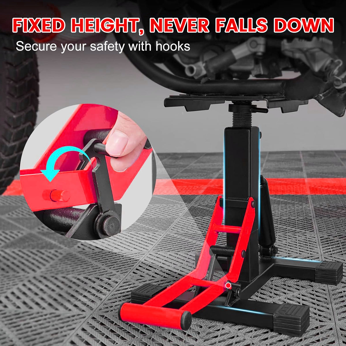 LAFATI 440 lbs Hydraulic Dirt Bike Lift Stand - Adjustable Motorcycle Jack for Repair & Maintenance