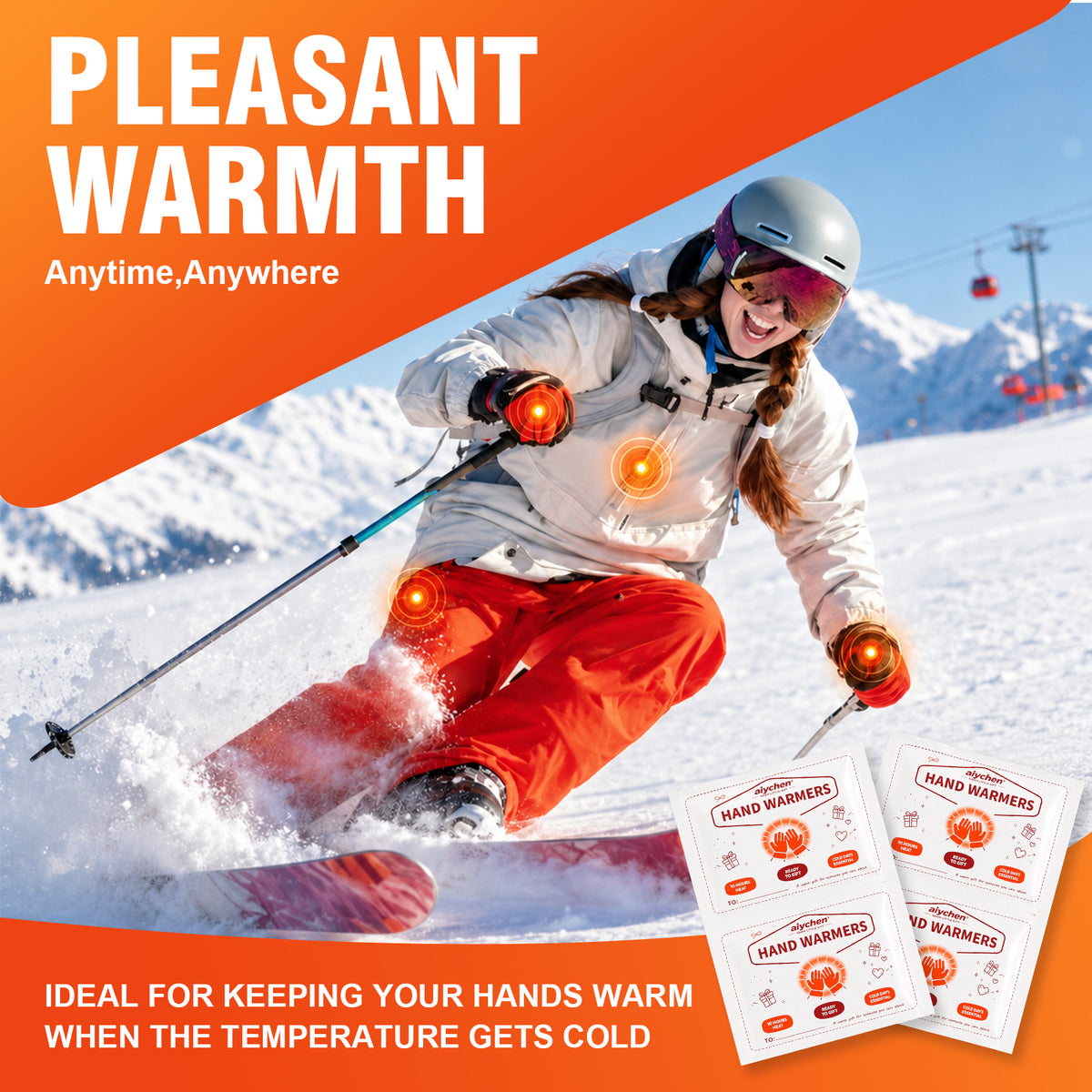 Aiychen Hand Warmers Disposable 25Pairs (50Warmers), Air-Activated, Disposable, Long-Lasting, Dependable for Hiking, Fishing, Skiing, up to 10 Hours of Heating