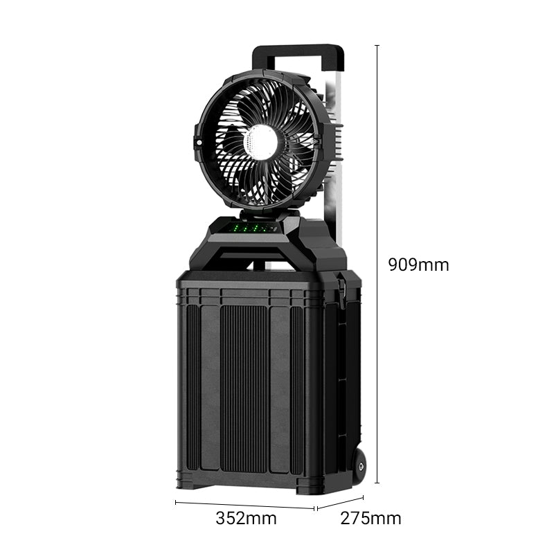 30L Portable Misting Fan with Wheels, 30000mAh Rechargeable Battery Operated Fan, 11" Large Outdoor Fan with Dual Misting Nozzles, 90° Auto-Oscillation, Solar Charging Ready, for Patio, Jobsite