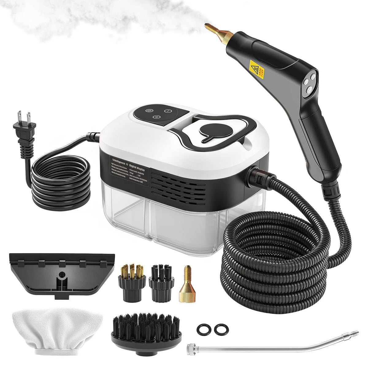 Lafati 2500W Handheld Steam Cleaner - 15s Fast Heat-Up High-Pressure Steam, 6-Level Adjustable, Multi-Purpose Cleaner for Floor, Kitchen, Bathroom, Car, Grout (White)