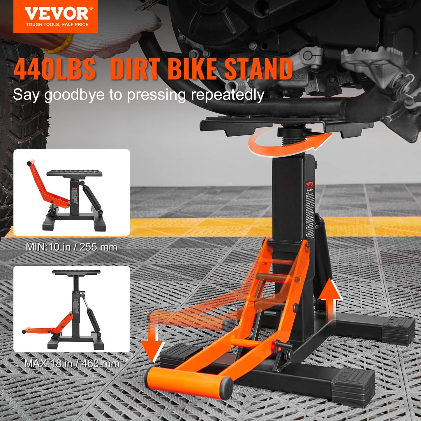 LAFATI 440 lbs Hydraulic Dirt Bike Lift Stand - Adjustable Motorcycle Jack for Repair & Maintenance