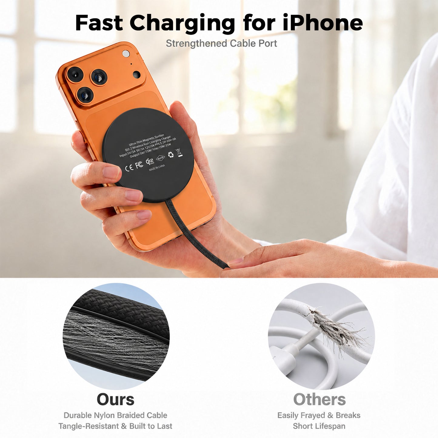 25W Magnetic Wireless Charging Pad with 30W Wall Adapter, Qi2.2 Certified Fast Charger with 4FT Braided Cable, Compatible with iPhone 17/16/15/14, Samsung Galaxy S26/S25 Ultra, Pixel 10,Black
