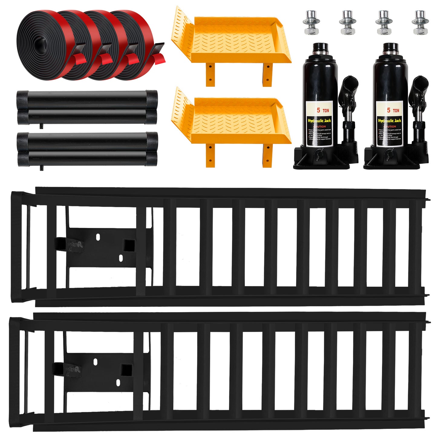 Lafati 2PCS 5T 11000lbs Hydraulic Car Ramps, Heavy Duty Hydraulic Vehicle Ramps Lift Ramp, Portable Car Ramps for Oil Changes, Car Lifts for Home Garage, Vehicle Auto Garage Repaircop（Orange）