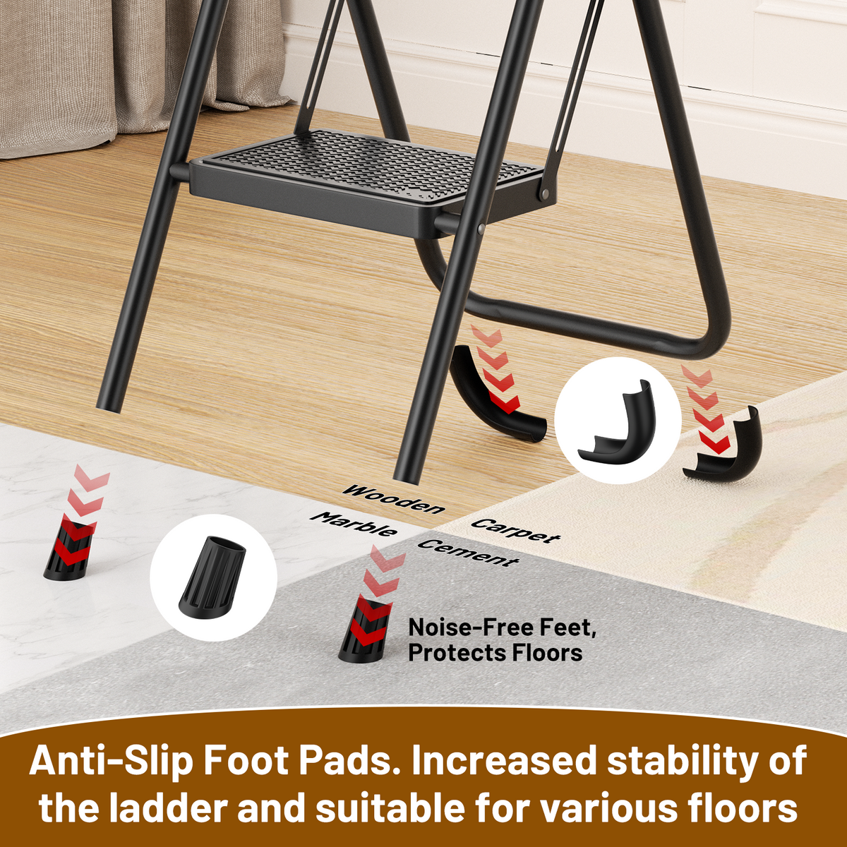 Lafati 2 Step Ladder, Step Stool for Adults,2 Step Ladder Folding Step Stool with Wide Pedal Ergonomic Design