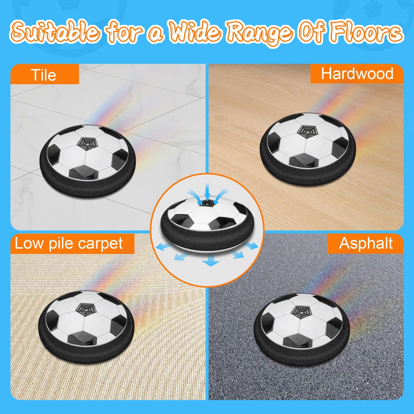 Crogift LED Hover Soccer Ball Set, 2 Goals, Indoor Floating Game, Fun Birthday Gift for Kids 3-12