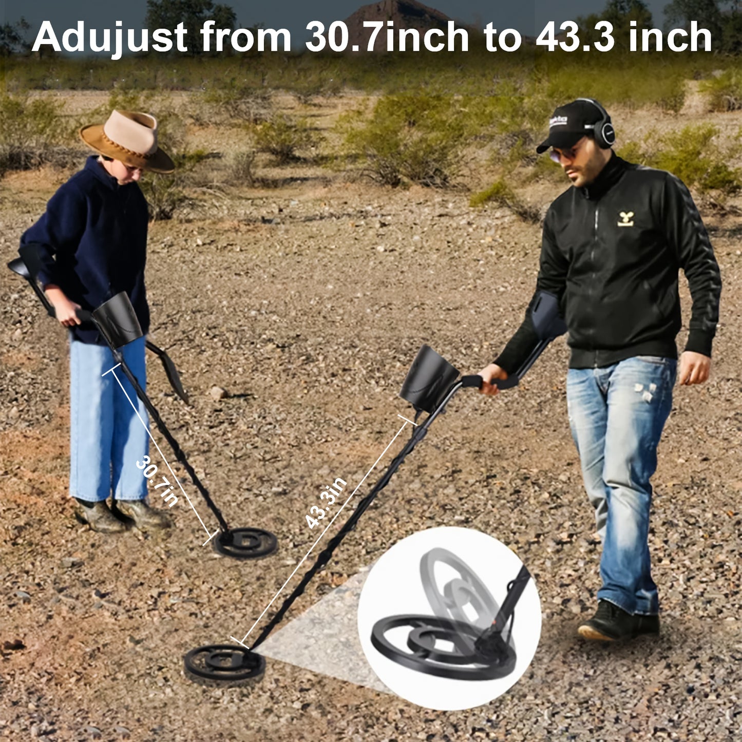 Metal Detector for Adults - High Accuracy, IP68 Waterproof, Adjustable Stem, Complete with Digger Shovel and Headphones