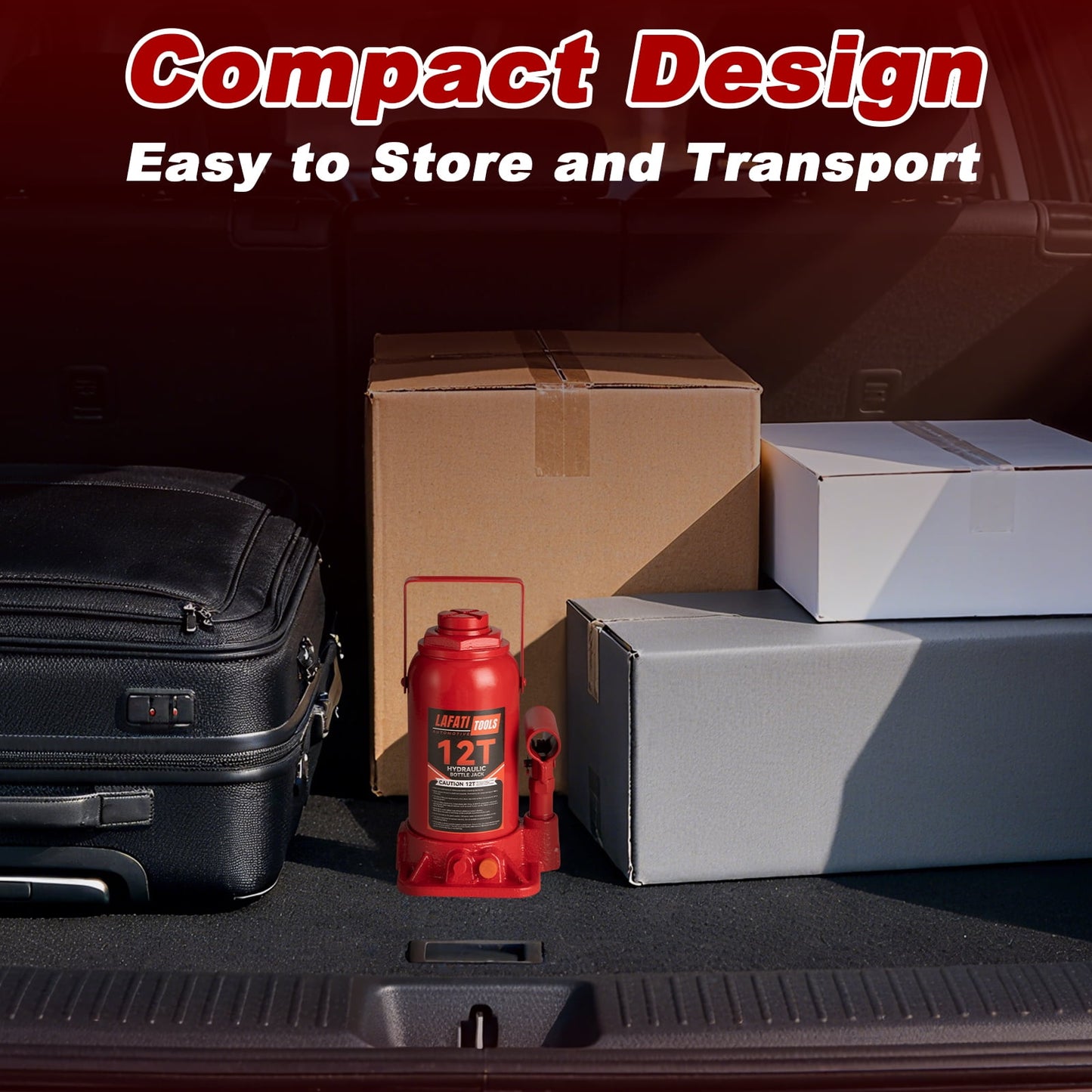 Lafati Hydraulic Welded Bottle Jack, 12 Ton (24,000 lb) Capacity, Red