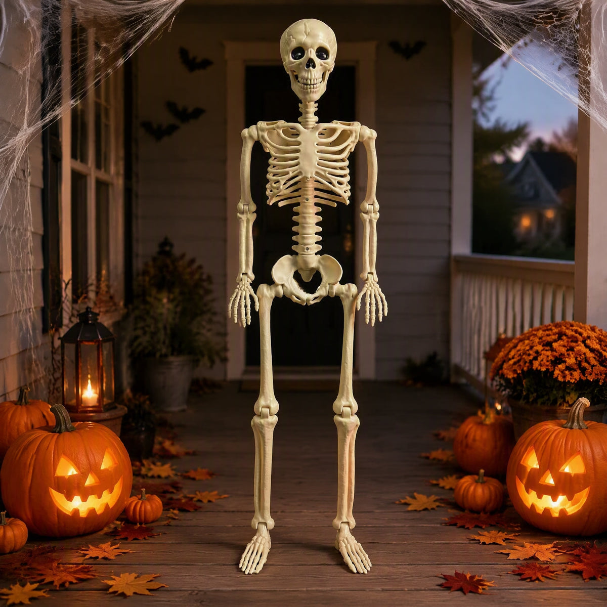 (2pack)3.3 ft Halloween skeleton decoration, with movable joints, flexible skeleton for poses, scary skeleton suitable for indoor and outdoor Halloween decorations, haunted houses, courtyards