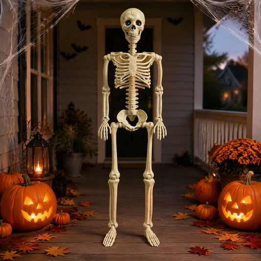 (2pack)3.3 ft Halloween skeleton decoration, with movable joints, flexible skeleton for poses, scary skeleton suitable for indoor and outdoor Halloween decorations, haunted houses, courtyards
