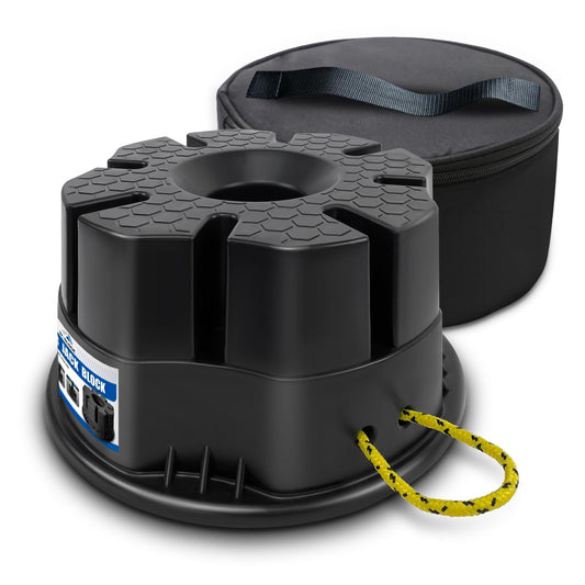 Trailer Jack Block - 6" RV Leveling Blocks with Bag, Use for Any Tongue Jack, Post, Foot, 5th Wheels, Round Square or Scissor Stabilizer, 1 Pack