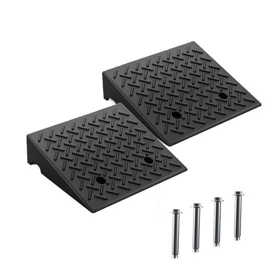 Rubber Curb Ramp 2 Pack, 4.3" Rise Height Ramps, Driveway Ramps with Stable Grid Structure for Cars, Wheelchairs, Bikes, Motorcycles,7000lbs Load Capacity