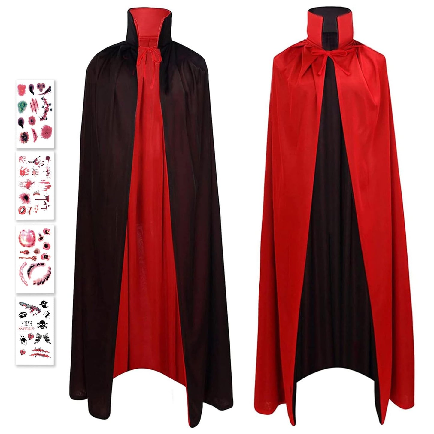 Vampire Cape Halloween Costumes for Men Women Adults, 59'' Stand Collar Vampire Cloak for Halloween Devil Demon Masquerade Cosplay Party