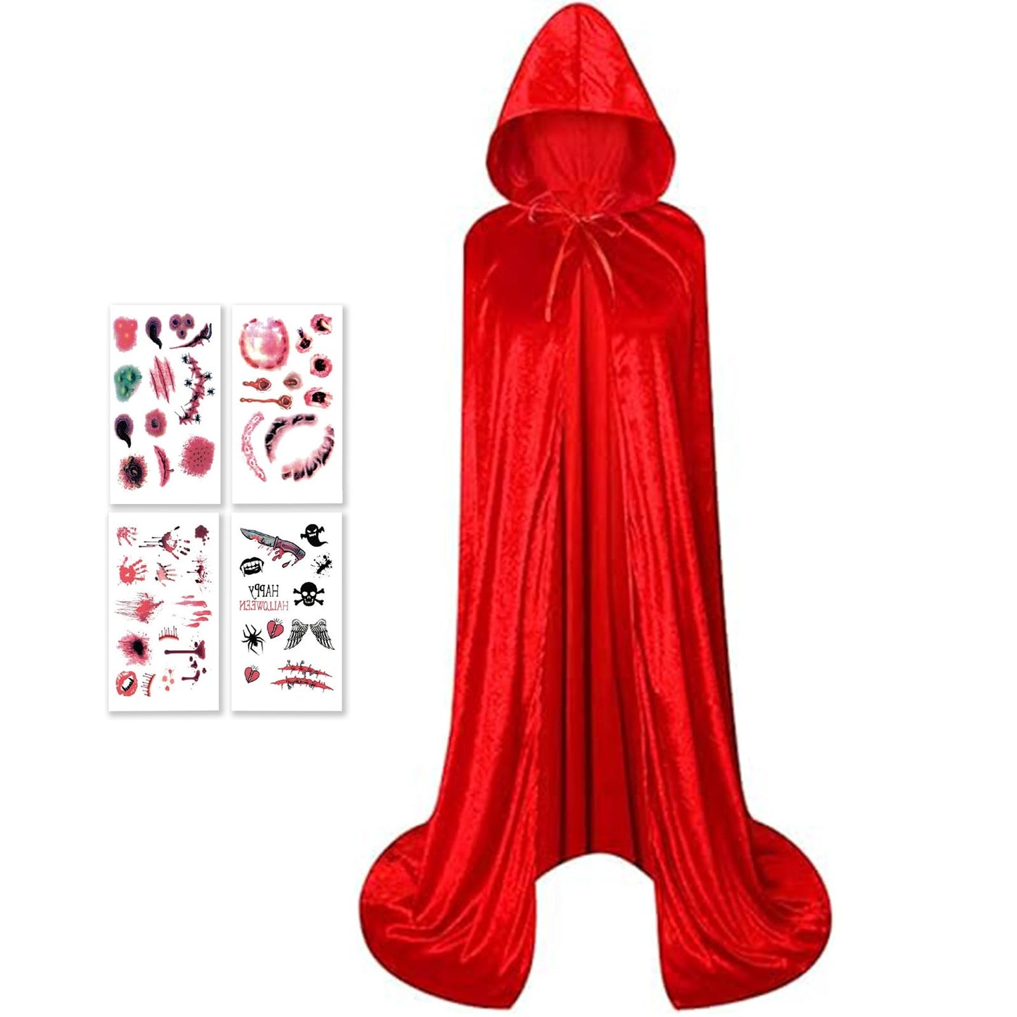 Unisex Adults Hooded Cloak Cape, Red Velvet Cloak Witch Capes Robe for Women Men Halloween Costumes Christmas Cosplay Vampire Wizard(1.5Meters/59Inch)