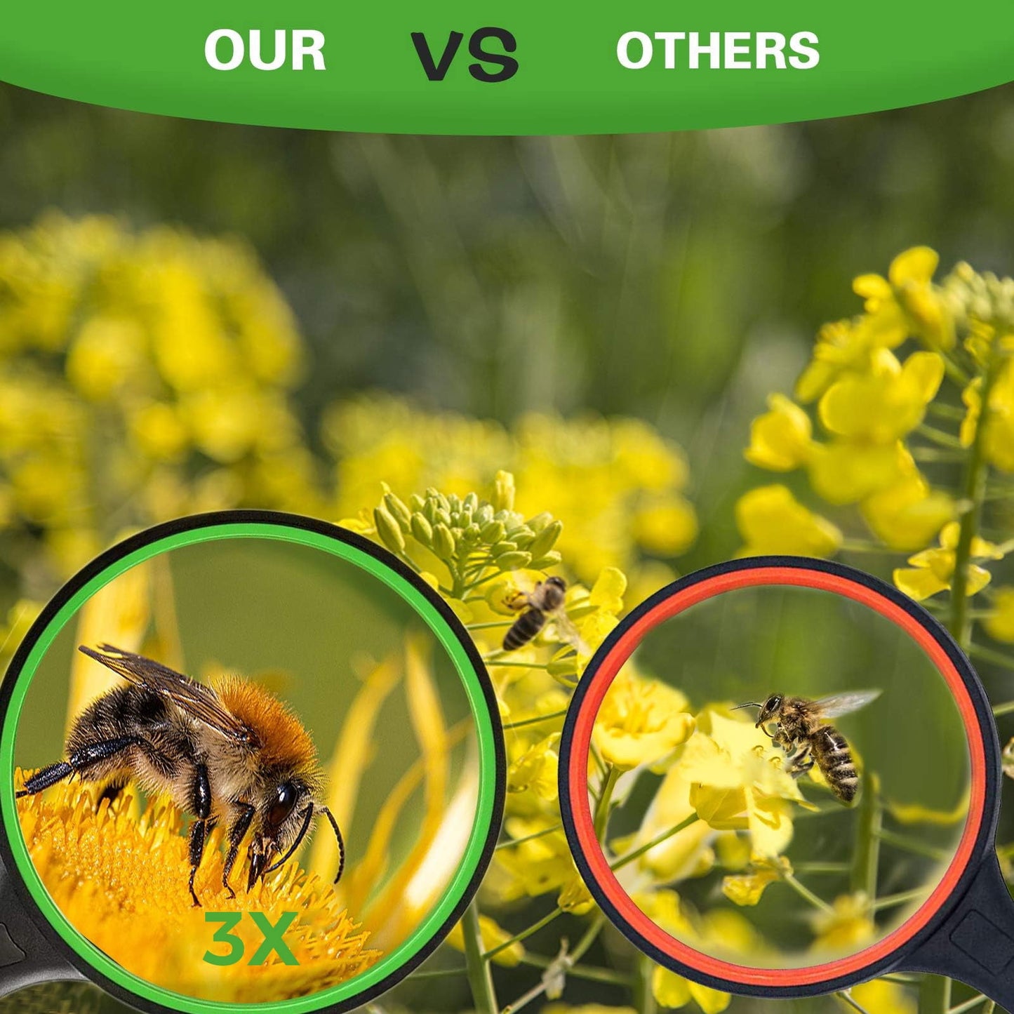 Nazano 2Pcs Magnifying Glass, Rubber Handheld Magnifying Glasses for Reading Hobbies(Green)