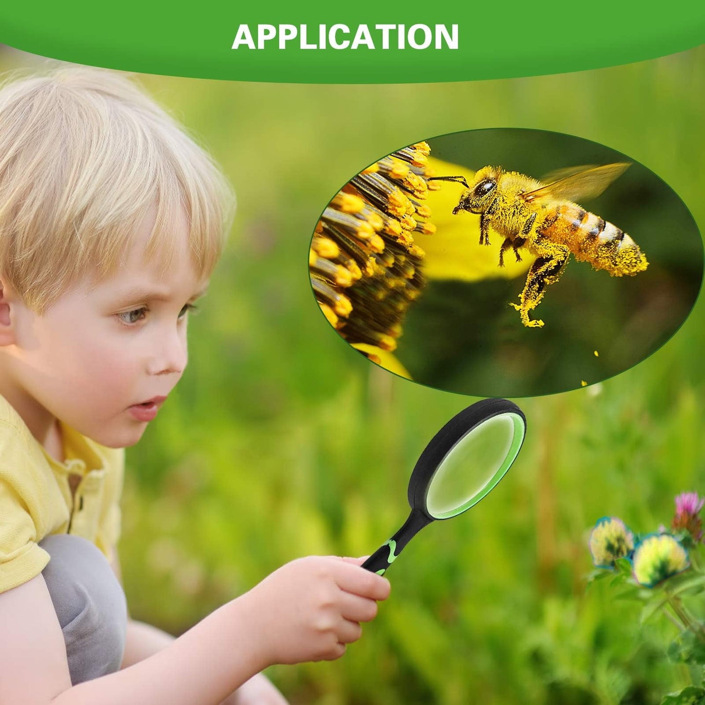 Nazano 2Pcs Magnifying Glass, Rubber Handheld Magnifying Glasses for Reading Hobbies(Green)