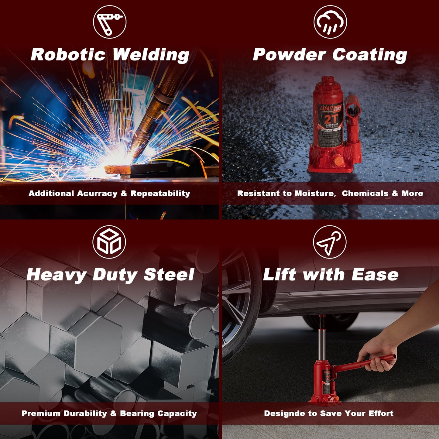 Lafati 2 Ton Hydraulic Bottle Jack,Heavy Duty Welded Car Jack, Manual , 5.8"-10.9" High Capacity for Automotive Car Repair Shop Use