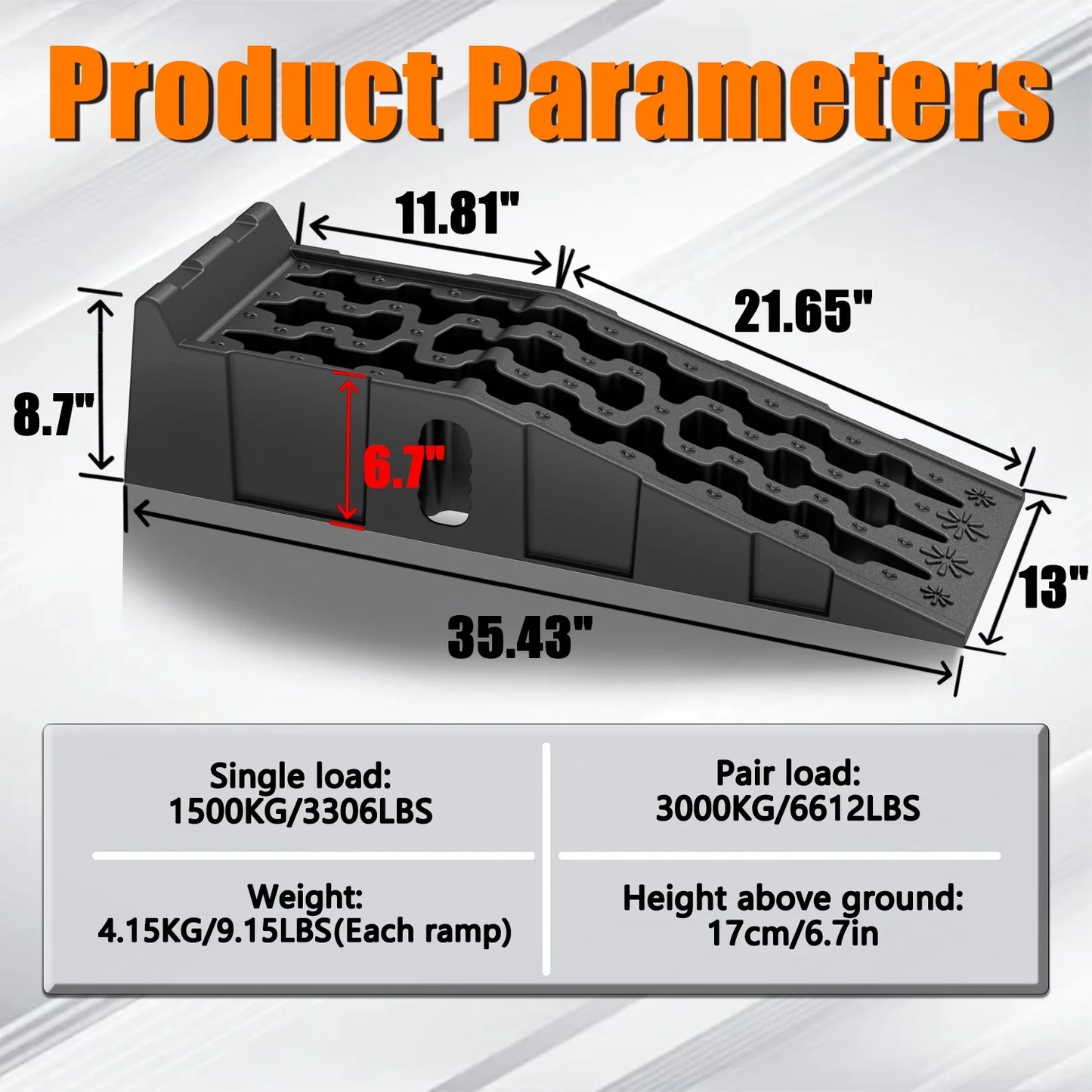 Lafati High Impact Strengthened PP 2 Stage Incline Ramp 4500 lb Max Load - 2 Pack