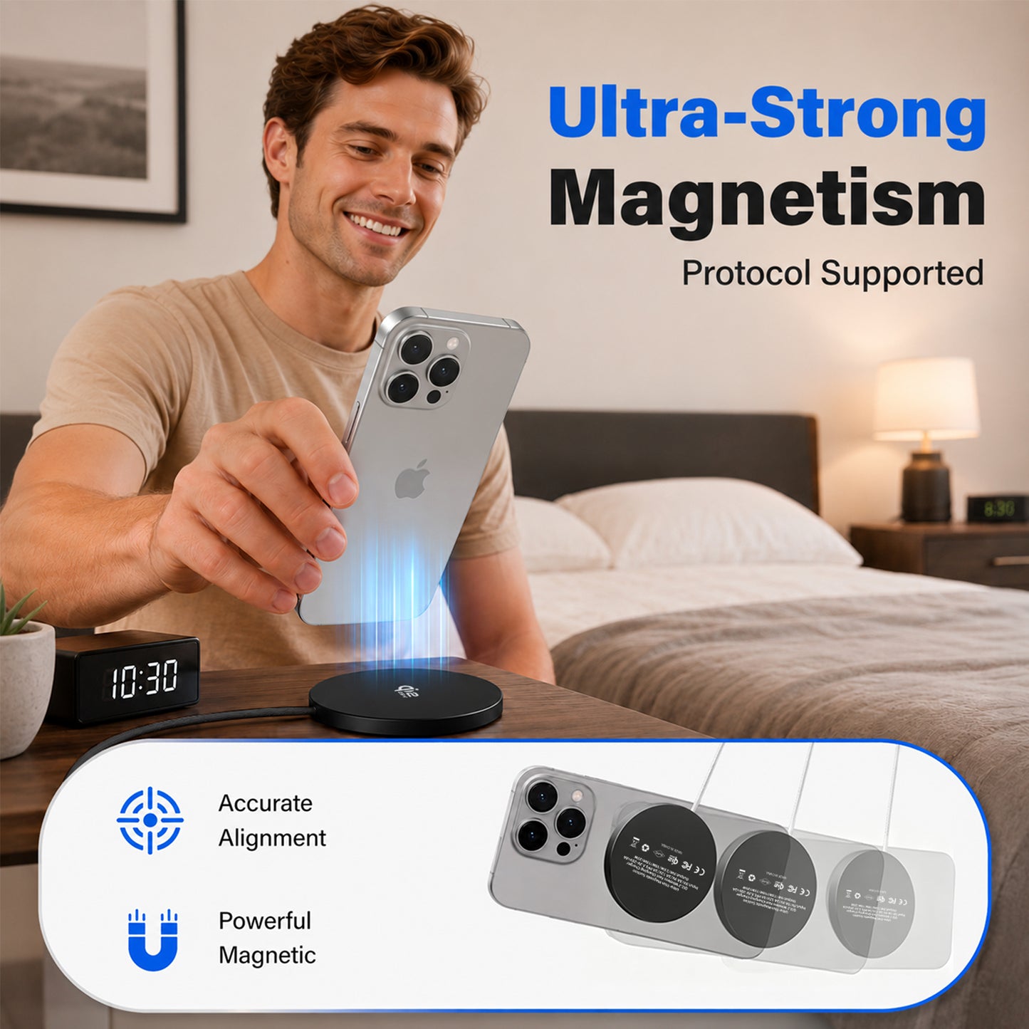 25W Magnetic Wireless Charging Pad with 30W Wall Adapter, Qi2.2 Certified Fast Charger with 4FT Braided Cable, Compatible with iPhone 17/16/15/14, Samsung Galaxy S26/S25 Ultra, Pixel 10,Black