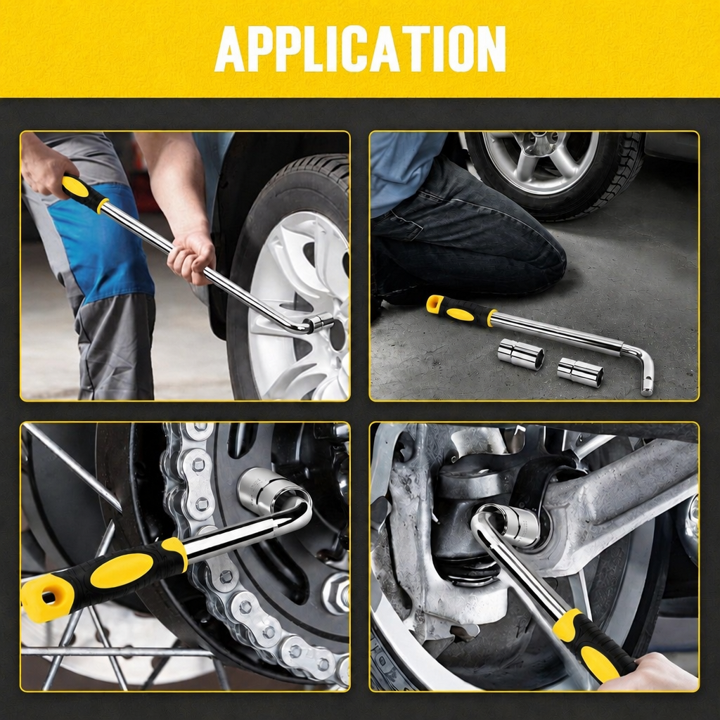 Lafati Telescoping Lug Wrench Wheel Lug Wrench Kit, Extendable Tire Jack Wrench Tool with 1/2" Drive Cr-V Sockets (17/19mm, 21/23mm) & Storage Bag