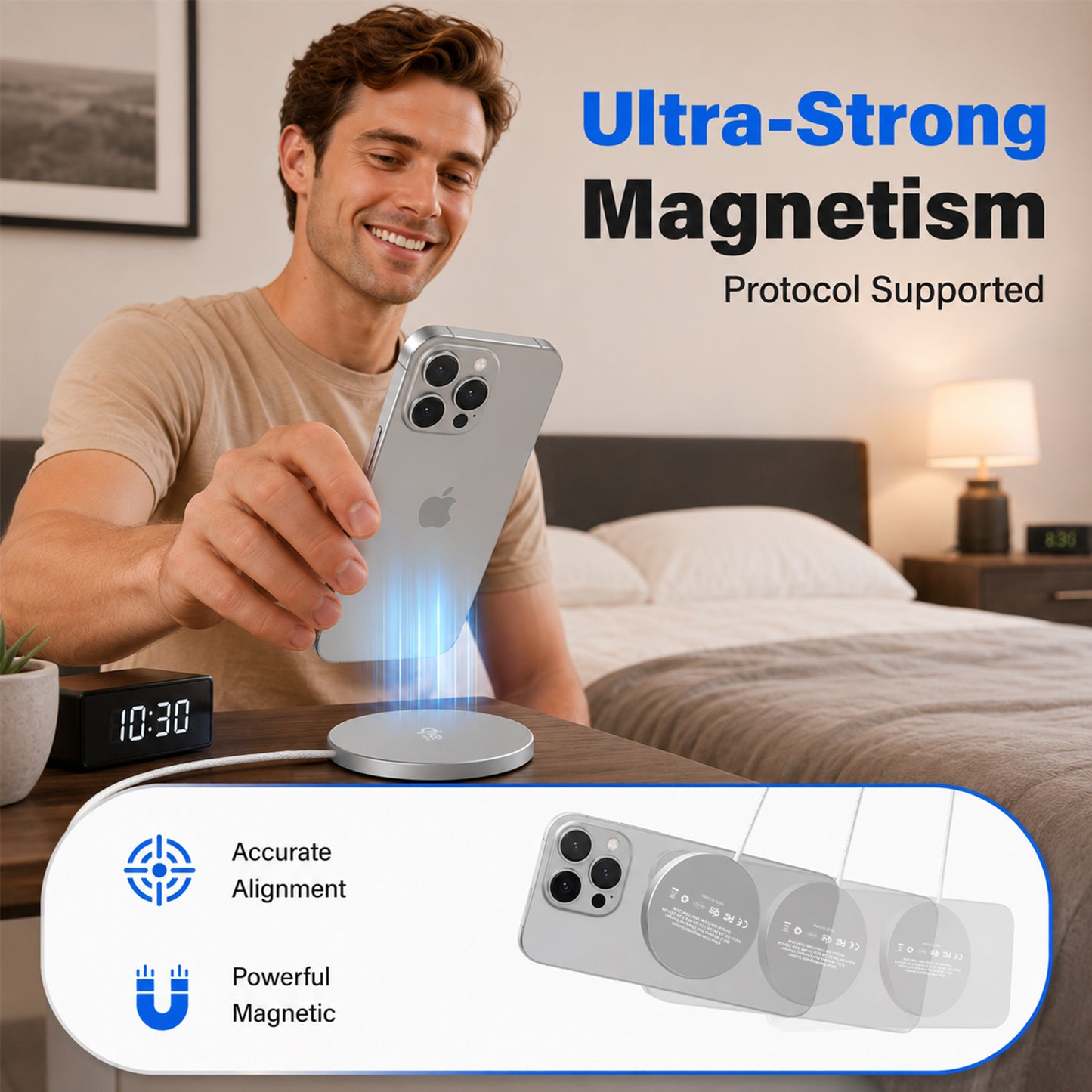 25W Magnetic Wireless Charging Pad with 35W Wall Adapter, Qi2.2 Certified Fast Charger with 4FT Braided Cable, Compatible with iPhone 17/16/15/14, Samsung Galaxy S26/S25 Ultra, Pixel 10, White