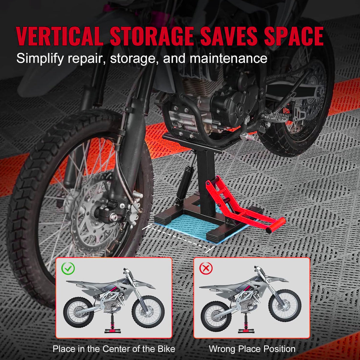 LAFATI 440 lbs Hydraulic Dirt Bike Lift Stand - Adjustable Motorcycle Jack for Repair & Maintenance
