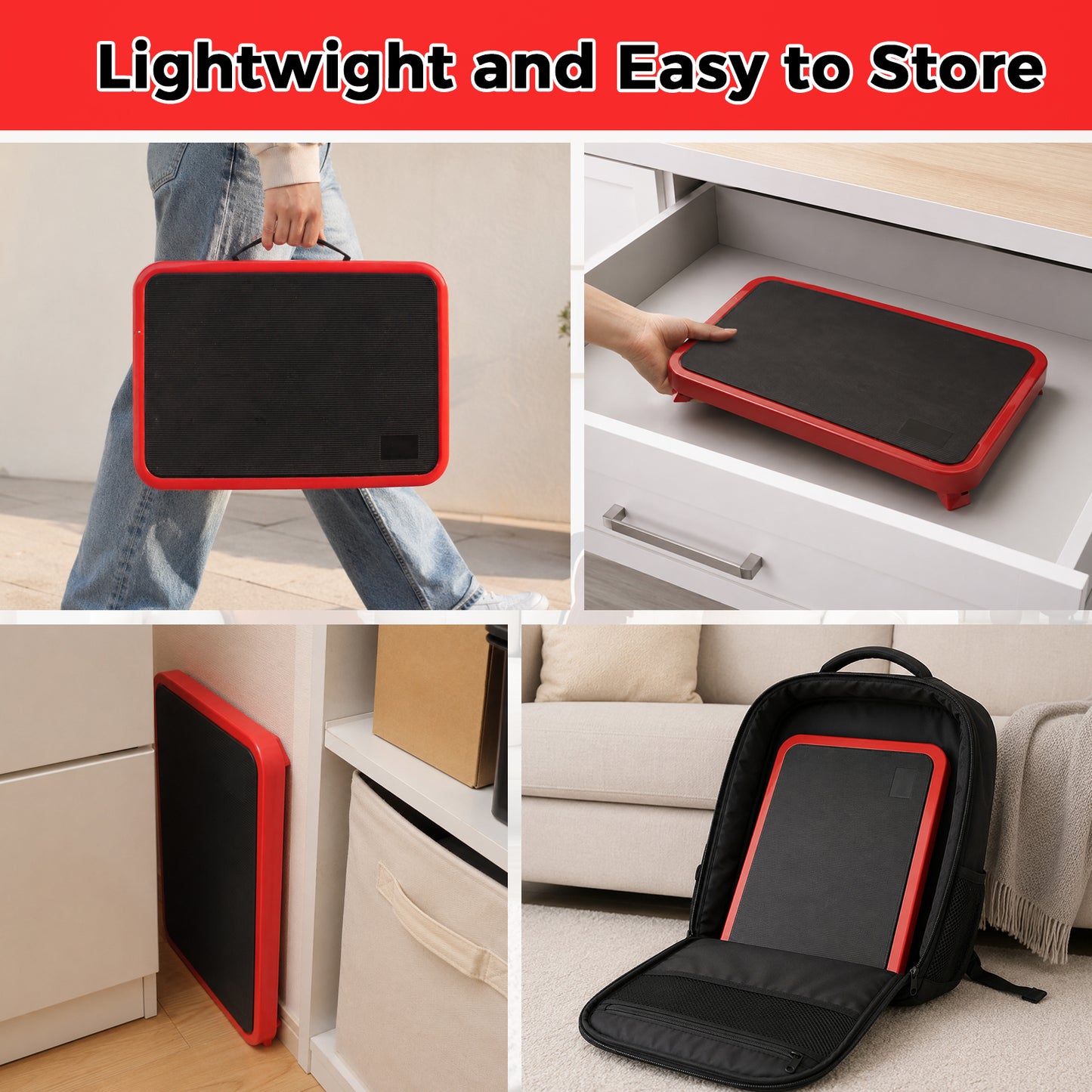 Lafati Folding Step Stool for Adults & Seniors - Heavy Duty Steel Step Stool with 3 Adjustable Heights, Anti-Slip Surface & Rubber Feet, Multi-Purpose Step Stool for Kitchen, Bed, SUV, RV