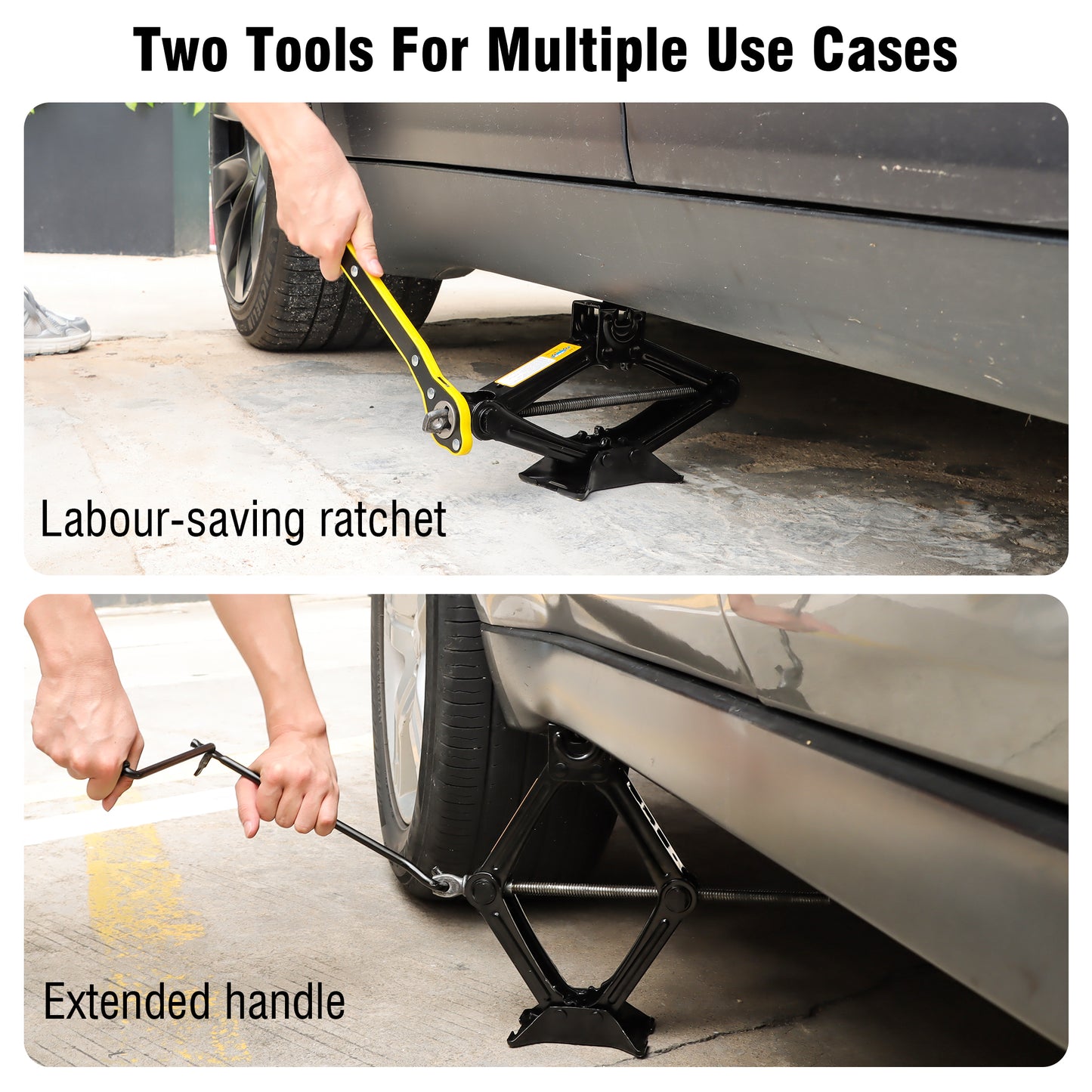 Scissor Jack for Cars - 2 Ton Car Jack with 3.9" to 15.2" Lifting Range, Includes Ratchet Handle and Hand Crank