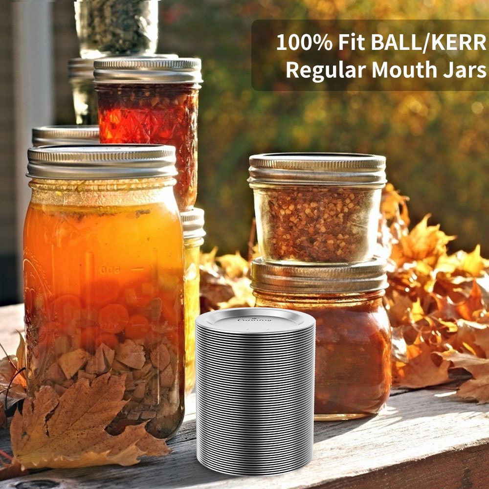100pcs Regular Mouth Canning Lids, Mason Jar Lids for Canning, Reusable Leak Proof Split-type Solid Lids, Food Grade Material
