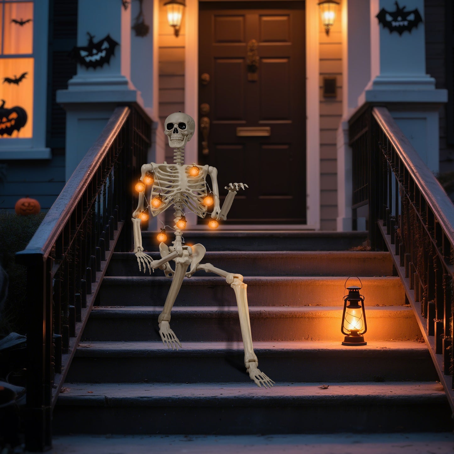 3.3 ft Halloween skeleton decoration, with movable joints, flexible skeleton for poses, scary skeleton suitable for indoor and outdoor Halloween decorations, haunted houses, courtyards, cemeteries