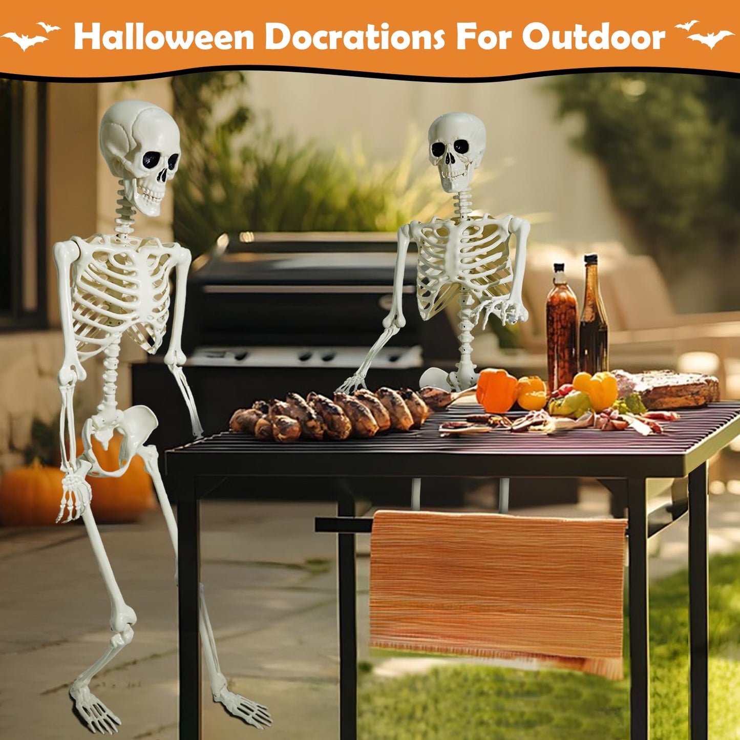 Weswose Life Size Skeleton, 5.4Ft Halloween Skeleton Full Size, Halloween Skeleton Decorations, Posable Skeleton with Movable Joints for Halloween Indoor Outdoor