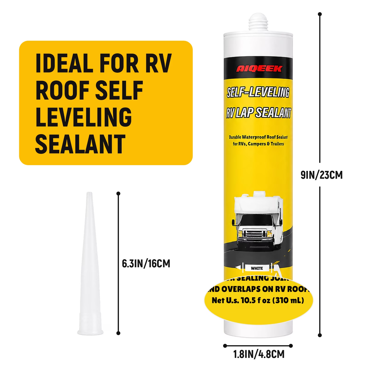 2 Packs RV Roof Sealant, Self Leveling Lap Sealant White for RV Caulking for Roof, Repair, UV resistant & Waterproof, 10.5 fl oz