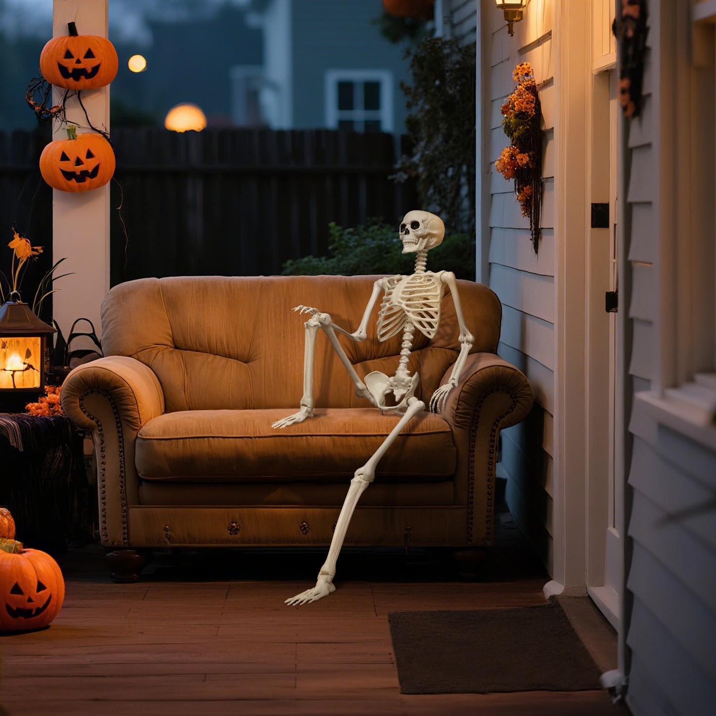 3.3 ft Halloween skeleton decoration, with movable joints, flexible skeleton for poses, scary skeleton suitable for indoor and outdoor Halloween decorations, haunted houses, courtyards, cemeteries
