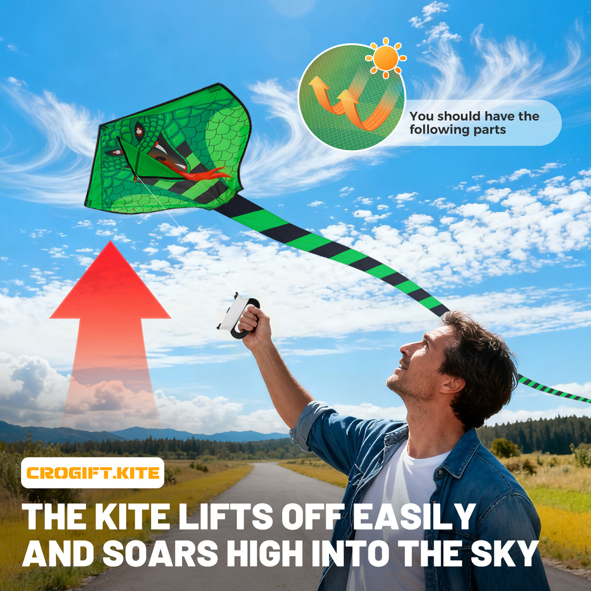 4 Pack Kites - Large Fire Dragon Kite Green Snake Kite Devil Fish Kite Red Mollusc Octopus with Long Colorful Tail for Kids Adults Outdoor Game Activities