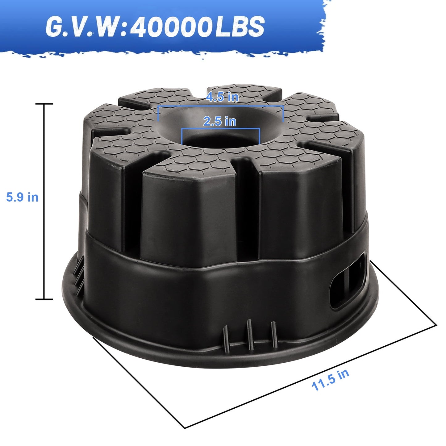 Trailer Jack Block - 6" RV Leveling Blocks with Bag, Use for Any Tongue Jack, Post, Foot, 5th Wheels, Round Square or Scissor Stabilizer, 1 Pack