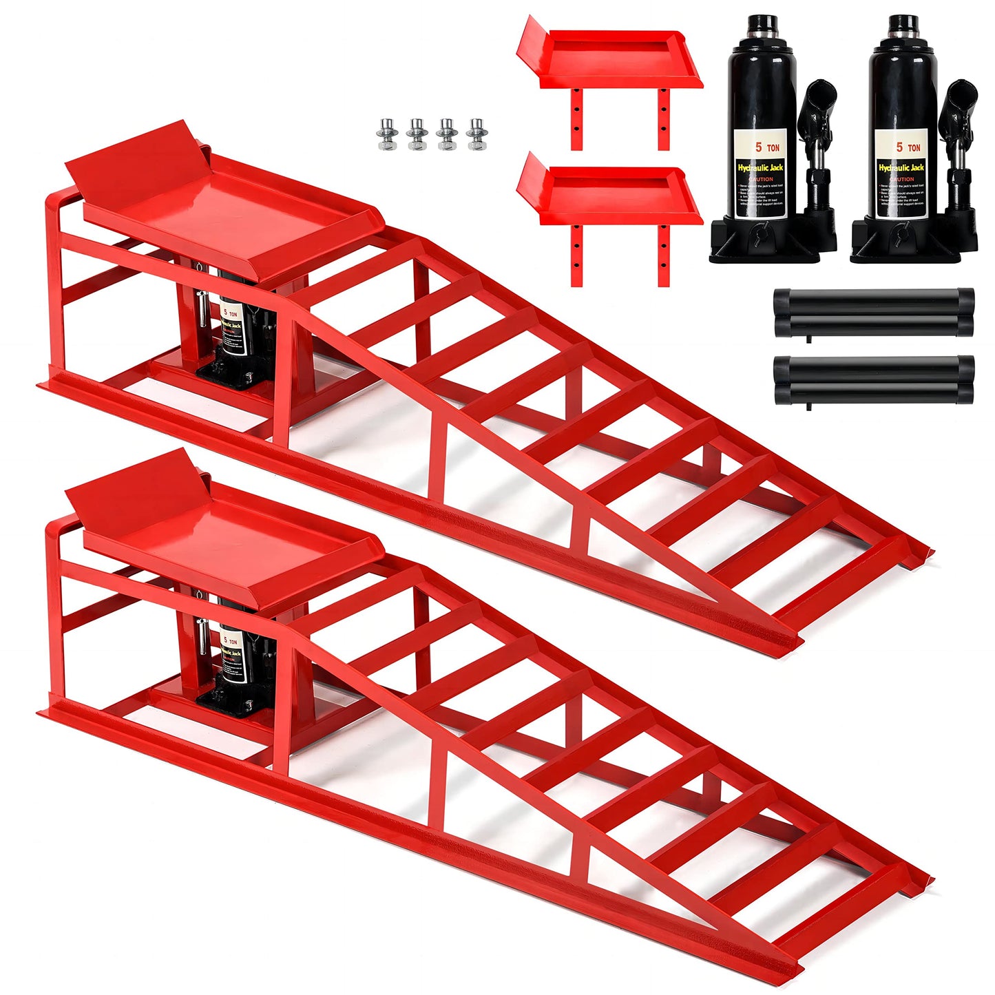 Lafati 2-Pack Hydraulic Car Ramps: Heavy-Duty Vehicle Ramps with 5T / 10000lbs Load Capacity, Portable Design for Effortless Oil Changes and Car Lifts. Perfect for Professional or Home Garage Use