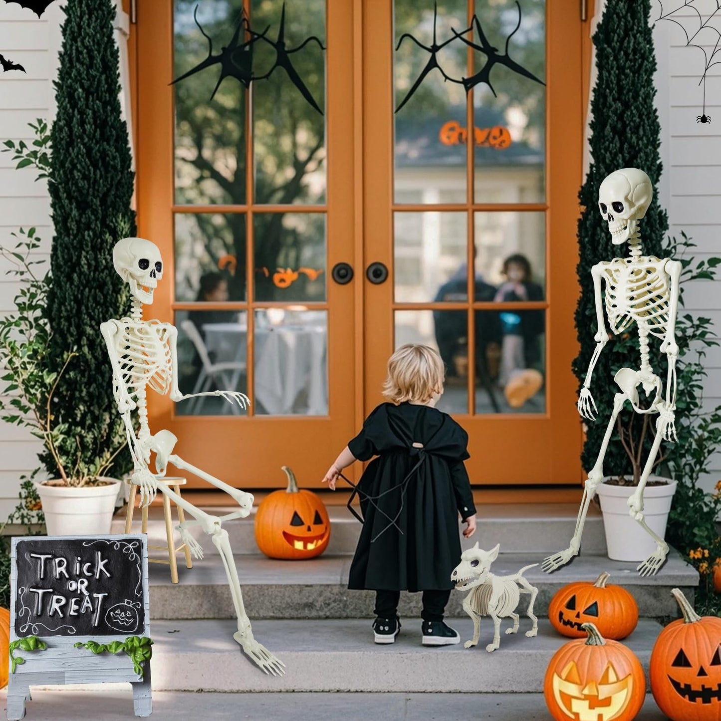 Weswose Life Size Skeleton, 5.4Ft Halloween Skeleton Full Size, Halloween Skeleton Decorations, Posable Skeleton with Movable Joints for Halloween Indoor Outdoor