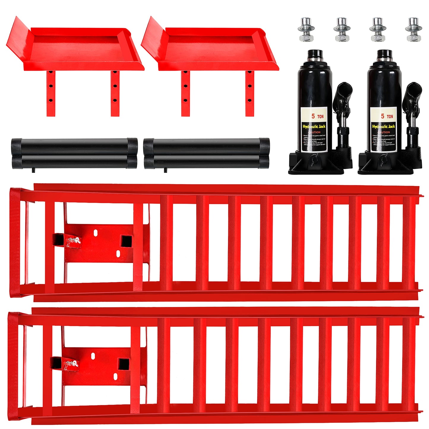 Lafati 2-Pack Hydraulic Car Ramps: Heavy-Duty Vehicle Ramps with 5T / 10000lbs Load Capacity, Portable Design for Effortless Oil Changes and Car Lifts. Perfect for Professional or Home Garage Use